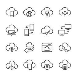 Vector Icons Set Of Cloud Storage.