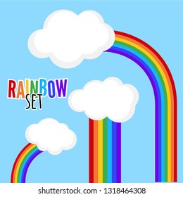 Vector icons set, Color rainbow with clouds.