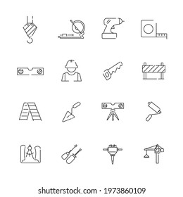 Vector icons set for construction or civil engineering