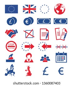 Vector icons set for creating infographics related to Brexit, European union, Great Britain and votes