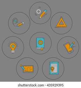Vector icons set Creative process