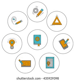 Vector icons set Creative process