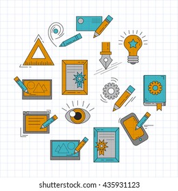 Vector icons set Creative process