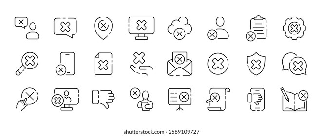 Vector icons set with cross symbols for user interface design.