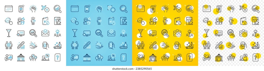 Vector icons set of Data analysis, Cleaning and Bell alert line icons pack for web with Unknown file, Qr code, Friend outline icon. Seo, Business idea, Employees teamwork pictogram. Vector