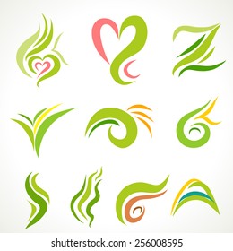 Vector  icons, set of decorative wavy shapes