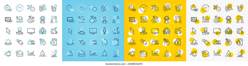 Vector icons set of Delivery, Rotation gesture and Cursor line icons pack for web with Check investment, Bitcoin graph, Binary code outline icon. Seo gear, Loyalty points, Qr code pictogram. Vector