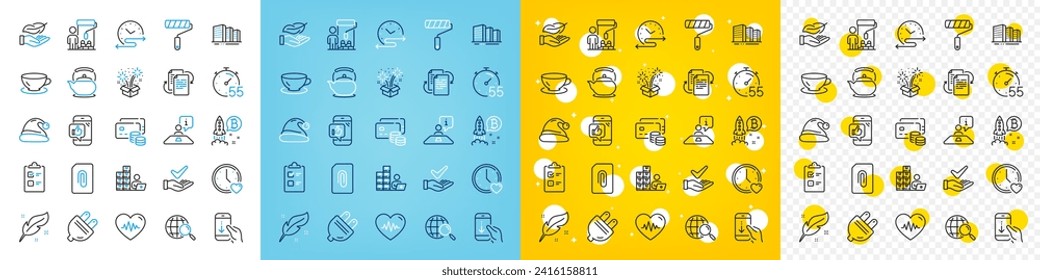 Vector icons set of Dermatologically tested, Timer and Santa hat line icons pack for web with Time schedule, Money, Inventory outline icon. Dating, Fireworks, Lightweight pictogram. Vector