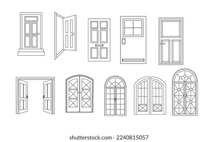 Conjunto de iconos vectores de diferentes tipos de ventanas. Ilustración del vector