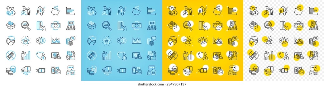 Vector icons set of Dollar rate, Cyber attack and Vip star line icons pack for web with Cash transit, Online shopping, Inflation outline icon. Card, Tips, Graph chart pictogram. Vector