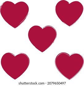 Vector icons set of empty hearts grunge frames .Vector illustration