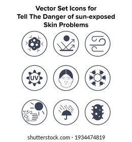 Vector icons set external influences and protection from them. Antibacterial, cold, dust, impact and scratch resistance, UV light, wind resistance, antistatic and others