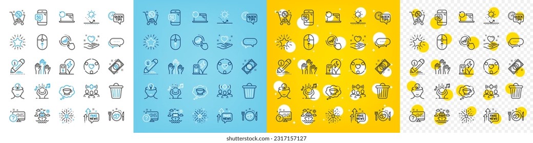 Vector icons set of Fireworks explosion, Noise and Hold heart line icons pack for web with Mental health, Graph chart, Romantic dinner outline icon. Online quiz, Coffee cup. Vector