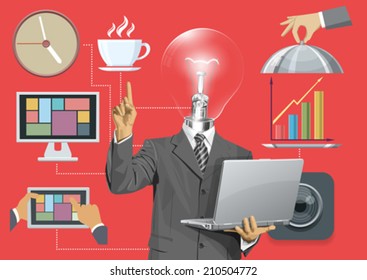 Vector icons set with flat design and people