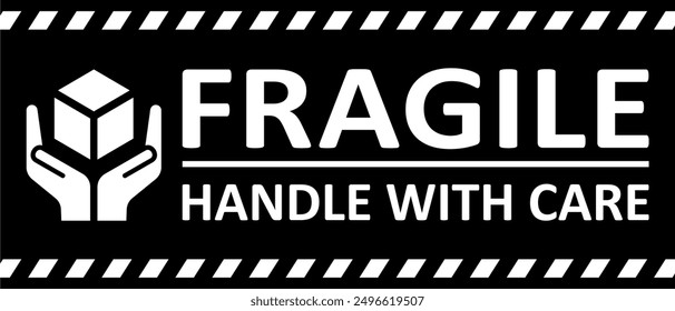 Vector Icons Set for Fragile Packages, Logistics and Shipping Delivery Labels. Fragile Package Concept. Print Ready Design. Ensure Safe Handling