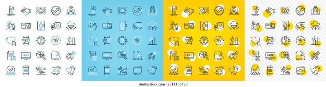 Vector icons set of Fraud, Payment methods and Elevator line icons pack for web with Donation money, Flag, Smartphone buying outline icon. Rating stars, Qr code, 24h service pictogram. Vector