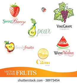 Juego de iconos vectoriales - Frutos