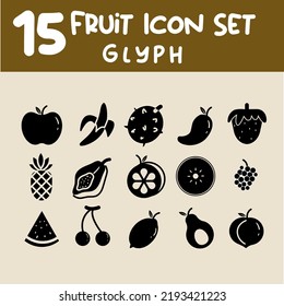 Vector icons set and graphic design elements. Illustration of fruit, fresh, organic, sweet, and healthy