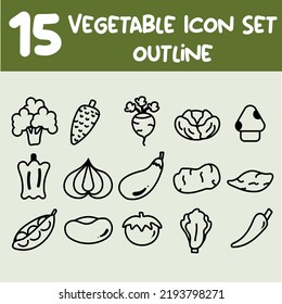 Conjunto de iconos vectoriales y elementos de diseño gráfico. Ilustración de vegetales, frescos, orgánicos, dulces y saludables