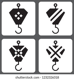 Vector icons set with hooks from the crane
