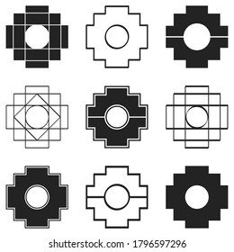 vector icons set with Inca Cross Chakana