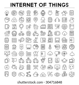 vector icons set of internet of things concept, internet and technology icons