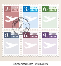 Vector icons set mail stamps