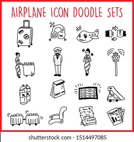 Vector icons set of many Airplane icon objects. All elements easy to modify – you can change colors, size