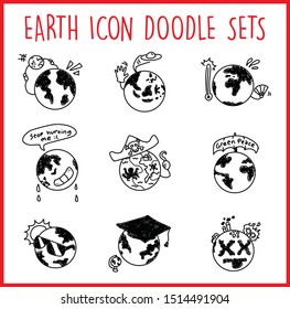 Vector icons set of many Earth icon objects. All elements easy to modify – you can change colors, size