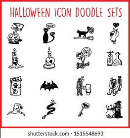 Vector icons set of many halloween objects. All elements easy to modify – you can change colors, size. Pack include version EPS & JPG