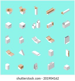 Vector Icons set too many packaging design in isolated background