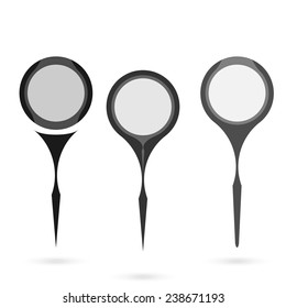 Vector icons. Set markers for map isolated on white background. EPS 10.