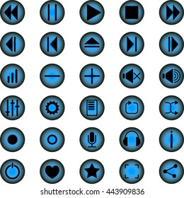 Vector icons set for media player. Buttons for the music program.  EPS 10. Vector illustration. media buttons 