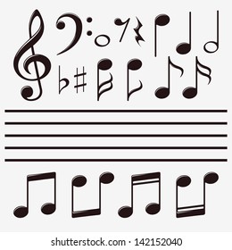 Vector icons set music note