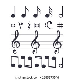 Vector Icons Set Music Note Stock Vector (Royalty Free) 1685173546 ...