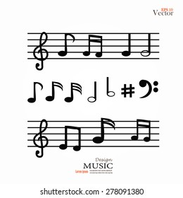 Vector icons set music note. vector illustration.