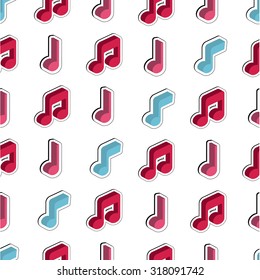 Vector icons set music note. note pattern background.