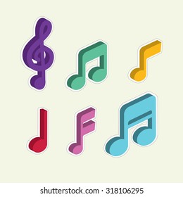 Vector icons set music note. note pattern background.