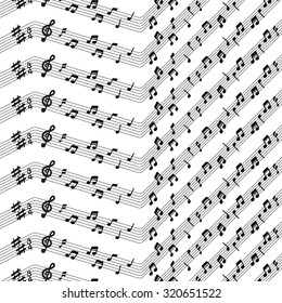 Vector icons set music note. note pattern background.