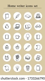 Vector icons set of objects associated with writing. For design or insta highlight stories. 