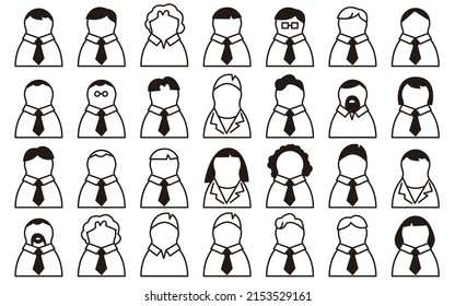 Vector icons set for office people.