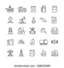 vector icons set of oil industry. For infographic, presentation. Production, transportation and refining of oil - vector icons set.