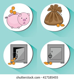 Vector icons set on business and Finance, Interactive shadow.