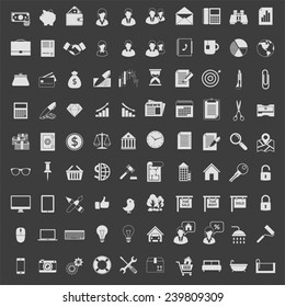 Vector Icons set in one color for web and applications. Light on dark.