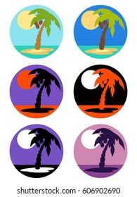 Vector icons set palm tree emblems