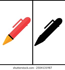 Vector icons set in pen. For graphic and web design, an artwork in white on a black background, Design of Black Pain Icon Vector, A vector flat illustration pen for school and education icons