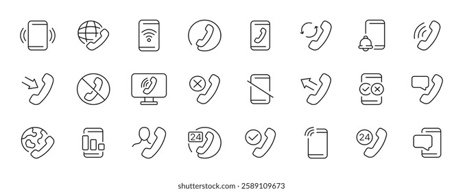 Vector icons set of phone and communication symbols for digital interfaces.