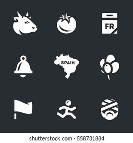 Vector Icons Set of Race bulls in Spain.