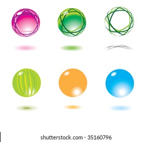vector icons set: Refracting spheres (set 2) Please visit my portfolio to see similar!