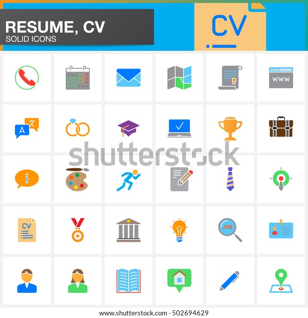 Vector Icons Set Resume Cv Modern Stock Vector (Royalty Free) 502694629